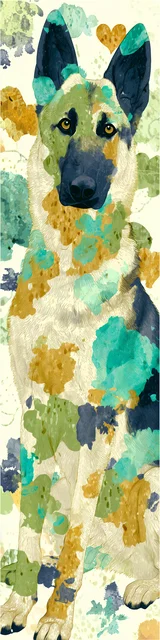 Free printable dog bookmark featuring light yellow german shepherd bookmark